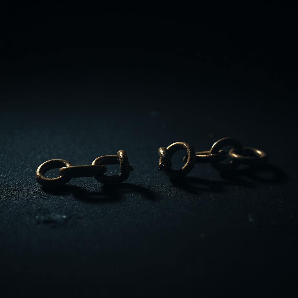 Een gebroken ketting op een donkere ondergrond, symbool voor het doorbreken van verslavingsproblemen